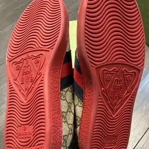 Guccie ace red bottom brand new never worn. Either 9 or 9.5 Gucci New Ace AKA Red Bottoms ** Wear and Tear Update  main image 3